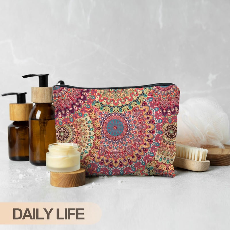 RYYCDOI Boho Mandala Floral Makeup Bag, Bohemian Ethnic Mandala Flower Cosmetic Bags Toiletry Bag for Women, Hippie Flower Makeup Bag, Floral Makeup Pouch - Image 4